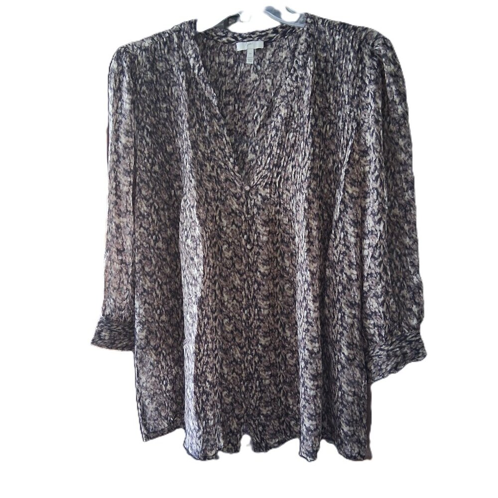 Joie Semi Sheer Silk Abstract Print Blouse Top sz M